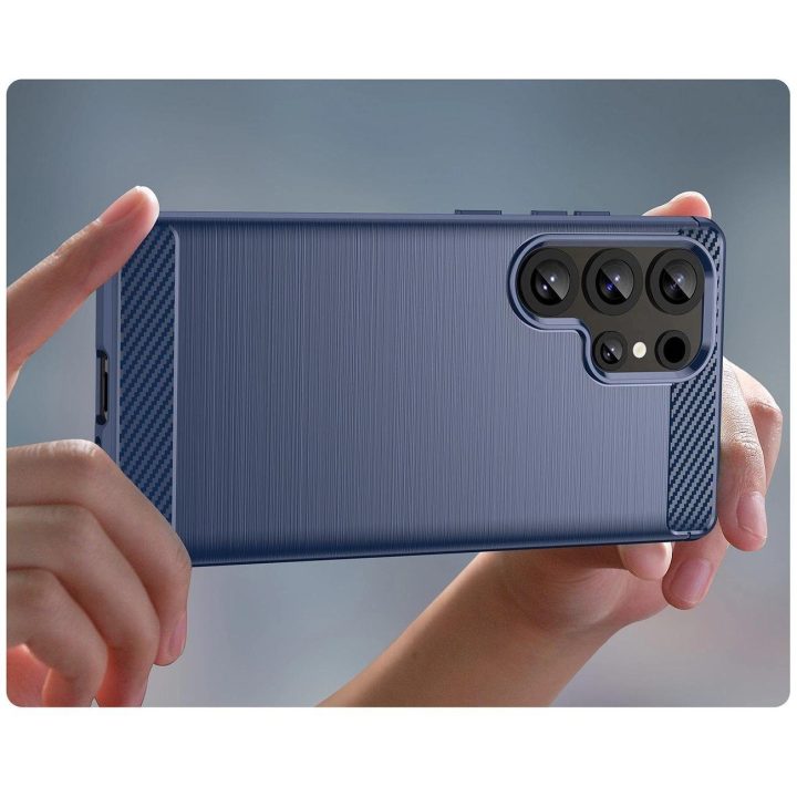Silikoninis dėklas Carbon Case Samsung Galaxy S25 Ultra mėlynas