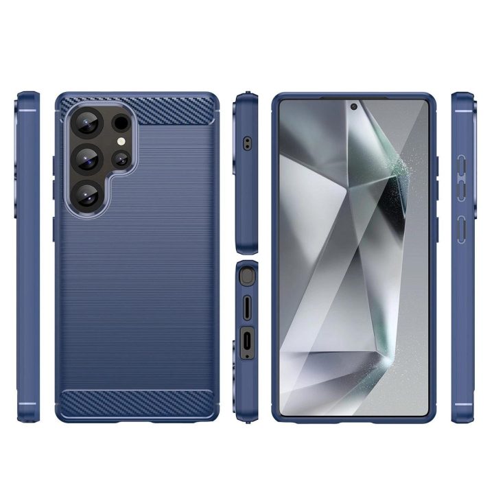 Silikoninis dėklas Carbon Case Samsung Galaxy S25 Ultra mėlynas