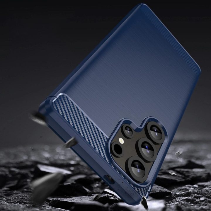 Silikoninis dėklas Carbon Case Samsung Galaxy S25 Ultra mėlynas