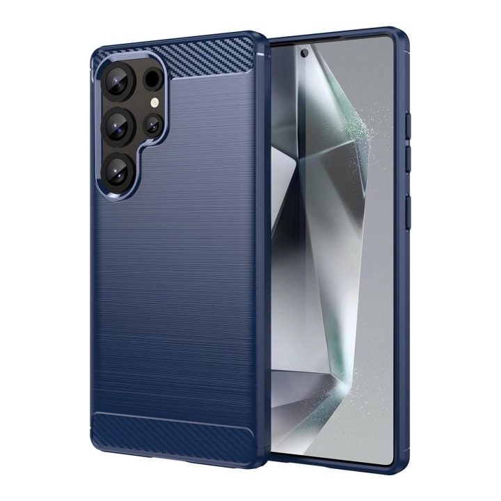 Silikoninis dėklas Carbon Case Samsung Galaxy S25 Ultra mėlynas