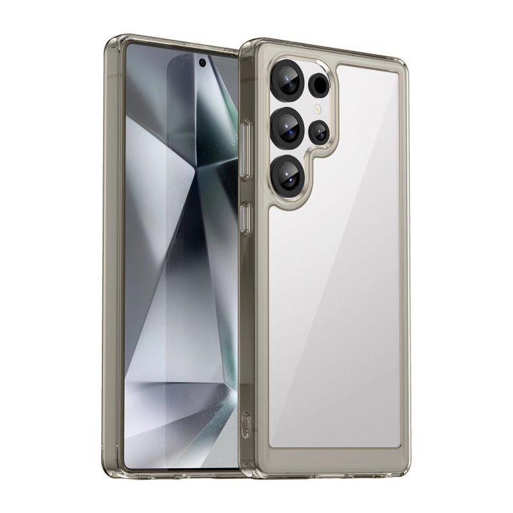 Silikoninis dėklas Outer Space su geliniu rėmeliu Samsung Galaxy S25 Ultra, skaidriai juodas