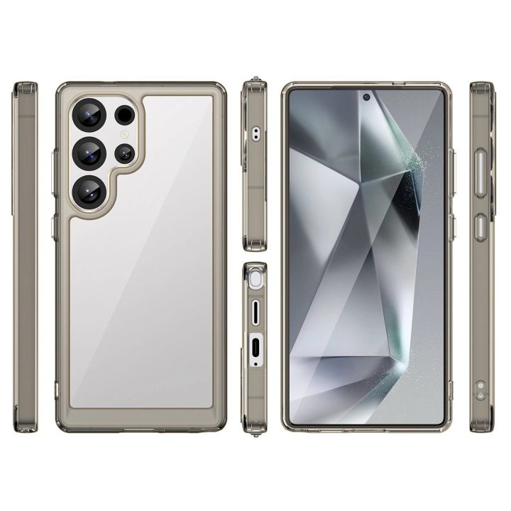 Silikoninis dėklas Outer Space su geliniu rėmeliu Samsung Galaxy S25 Ultra, skaidriai juodas