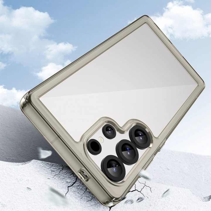 Silikoninis dėklas Outer Space su geliniu rėmeliu Samsung Galaxy S25 Ultra, skaidriai juodas