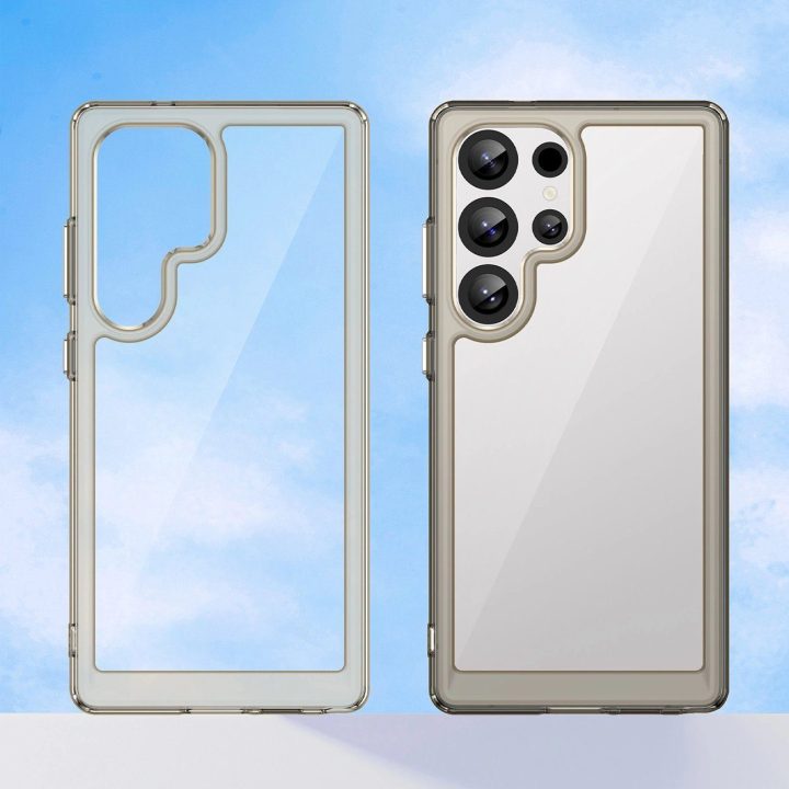 Silikoninis dėklas Outer Space su geliniu rėmeliu Samsung Galaxy S25 Ultra, skaidriai juodas