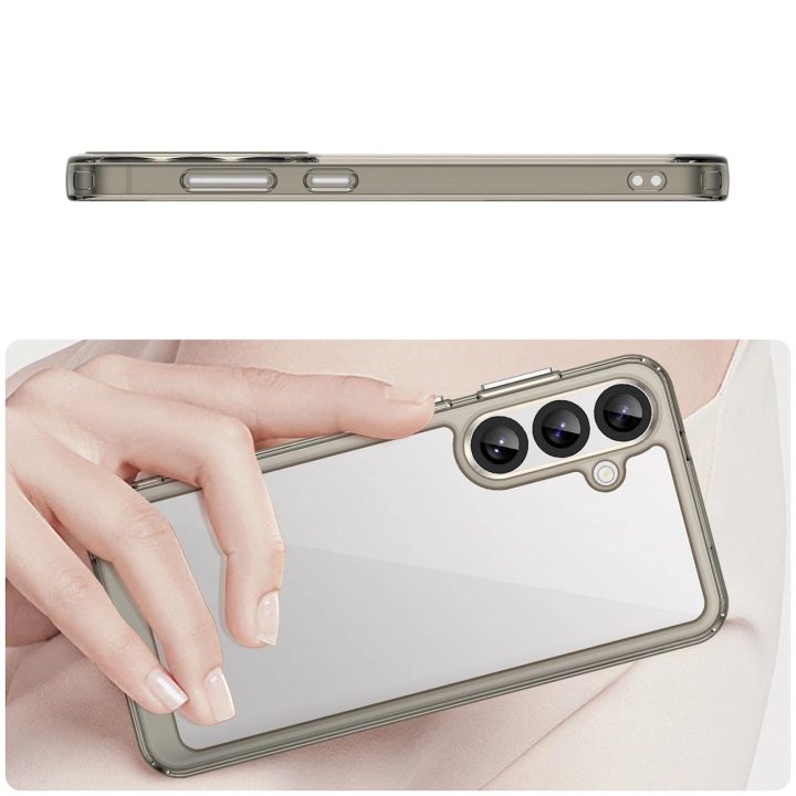 Silikoninis dėklas Outer Space su geliniu rėmeliu Samsung Galaxy S25+ skaidriai juodas