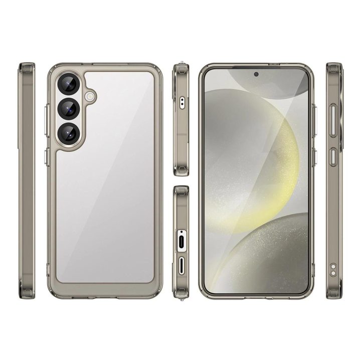 Silikoninis dėklas Outer Space su geliniu rėmeliu Samsung Galaxy S25+ skaidriai juodas