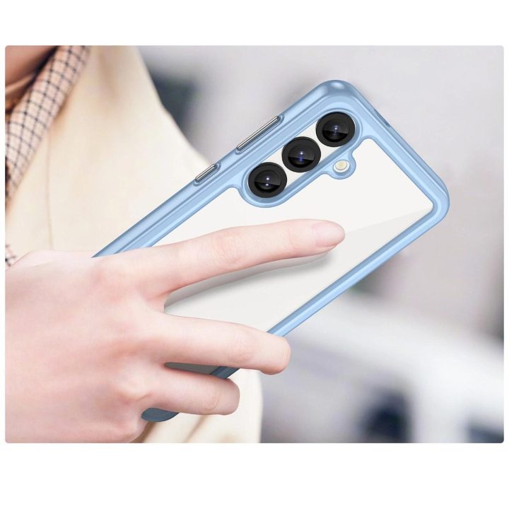 Silikoninis dėklas Outer Space su geliniu rėmeliu Samsung Galaxy S25 - mėlynas