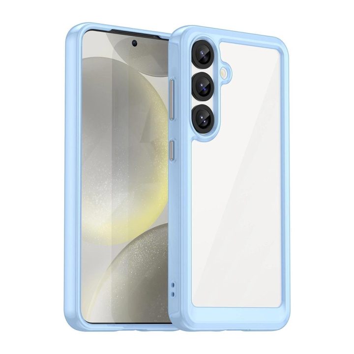 Silikoninis dėklas Outer Space su geliniu rėmeliu Samsung Galaxy S25 - mėlynas