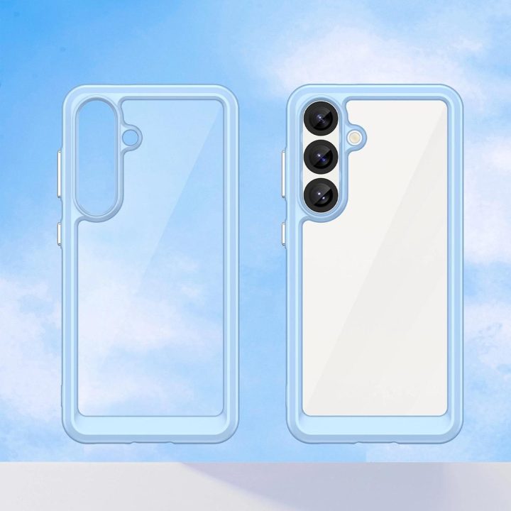 Silikoninis dėklas Outer Space su geliniu rėmeliu Samsung Galaxy S25 - mėlynas