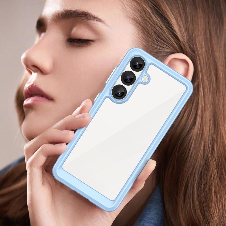 Silikoninis dėklas Outer Space su geliniu rėmeliu Samsung Galaxy S25 - mėlynas