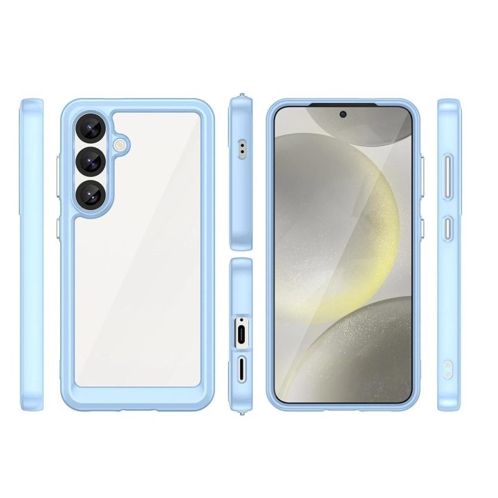 Silikoninis dėklas Outer Space su geliniu rėmeliu Samsung Galaxy S25 - mėlynas