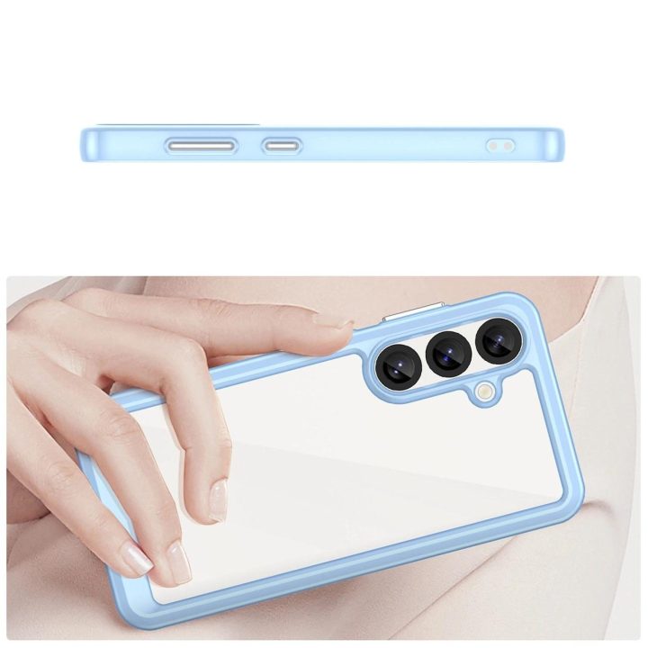 Silikoninis dėklas Outer Space su geliniu rėmeliu Samsung Galaxy S25 - mėlynas