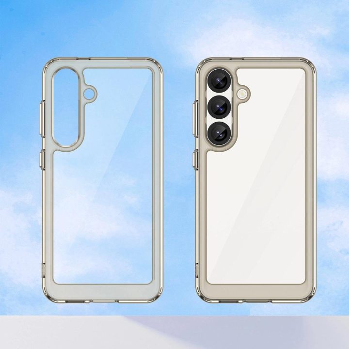 Silikoninis dėklas Outer Space su geliniu rėmeliu Samsung Galaxy S25 – permatomas juodas