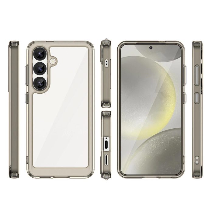 Silikoninis dėklas Outer Space su geliniu rėmeliu Samsung Galaxy S25 – permatomas juodas