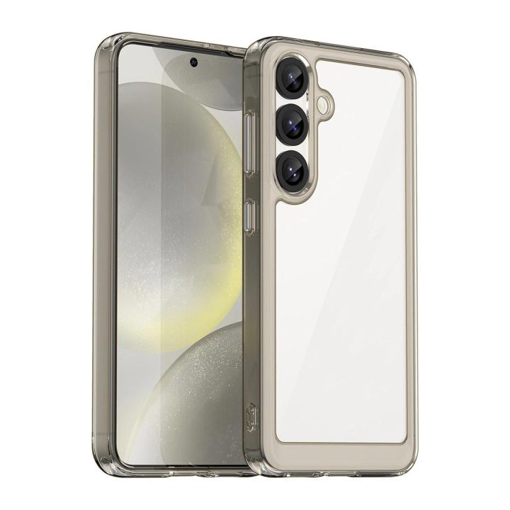 Silikoninis dėklas Outer Space su geliniu rėmeliu Samsung Galaxy S25 – permatomas juodas