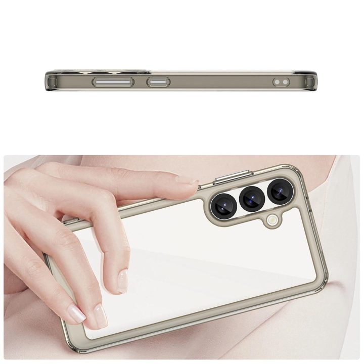 Silikoninis dėklas Outer Space su geliniu rėmeliu Samsung Galaxy S25 – permatomas juodas