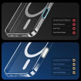 Skaidrus Flexair Hybrid CC MagSafe“ dėklas iPhone 16