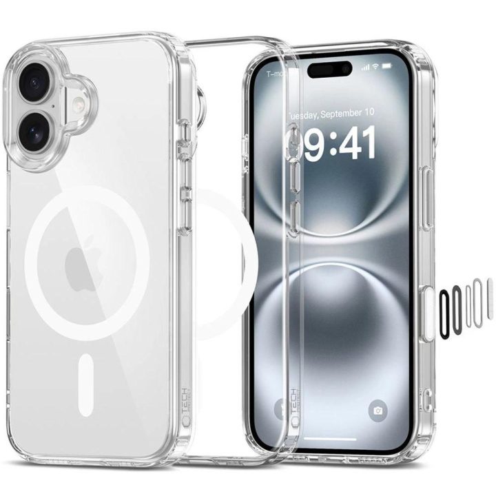 Skaidrus Flexair Hybrid CC MagSafe“ dėklas iPhone 16