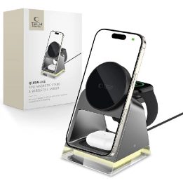 Belaidė įkroviklis 3 viename su MagSafe, 15W, Apple įrenginiams, juoda