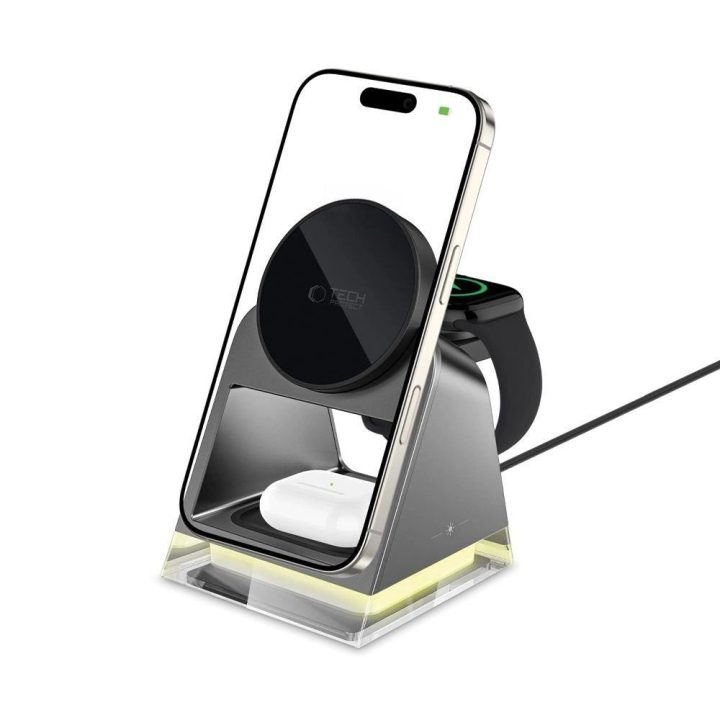 Belaidė įkroviklis 3 viename su MagSafe, 15W, Apple įrenginiams, juoda
