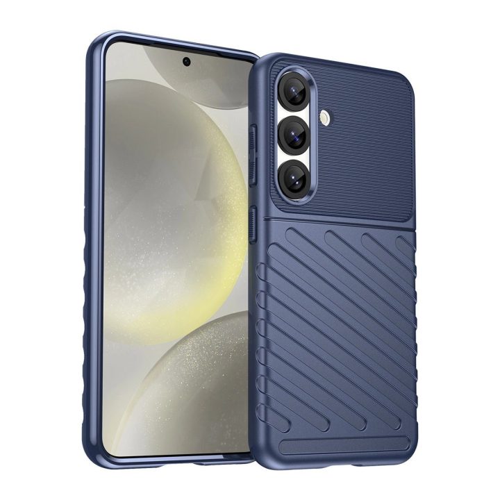 Silikoninis šarvuotas dėklas Thunder Case Samsung Galaxy S25 – mėlynas