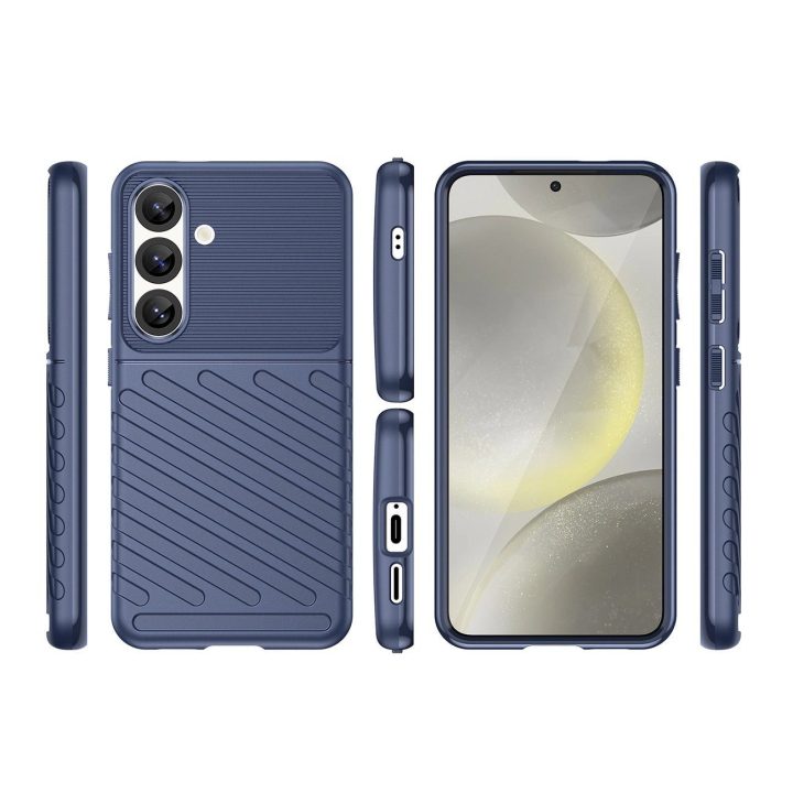 Silikoninis šarvuotas dėklas Thunder Case Samsung Galaxy S25 – mėlynas
