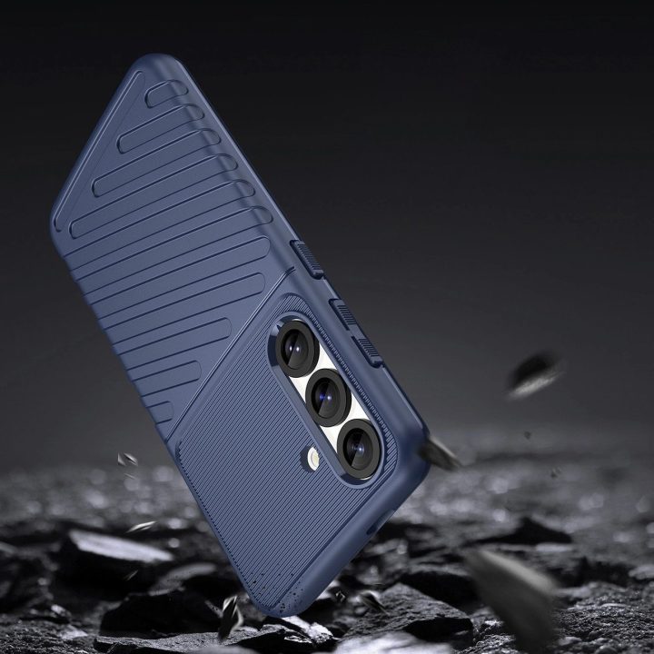 Silikoninis šarvuotas dėklas Thunder Case Samsung Galaxy S25 – mėlynas
