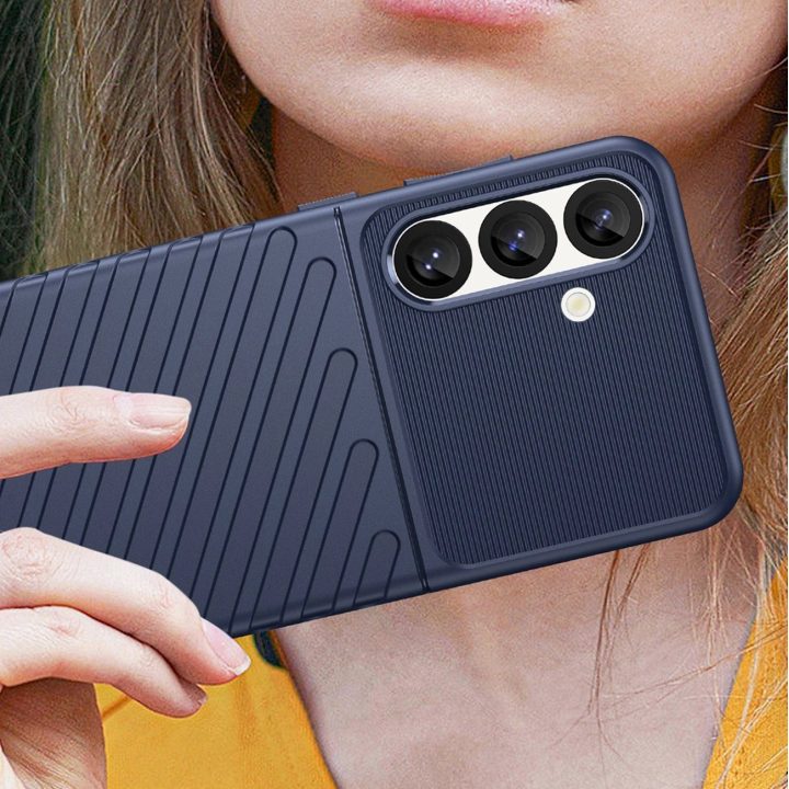 Silikoninis šarvuotas dėklas Thunder Case Samsung Galaxy S25 – mėlynas