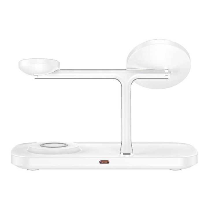 Belaidė įkrovimo stotelė 3 viename su MagSafe, 15W, Apple įrenginiams, balta