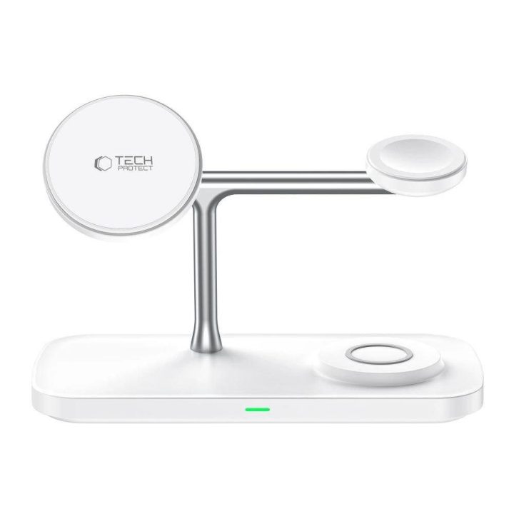 Belaidė įkrovimo stotelė 3 viename su MagSafe, 15W, Apple įrenginiams, balta