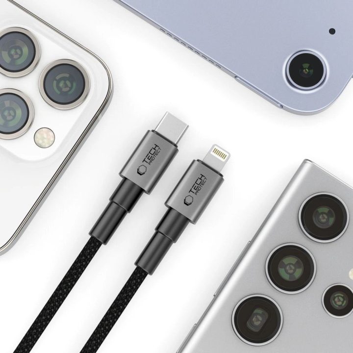 Kabelis UltraBoost DNA USB-C į Lightning, greitas įkrovimas PD 27W / 3A, 100 cm, pilkas
