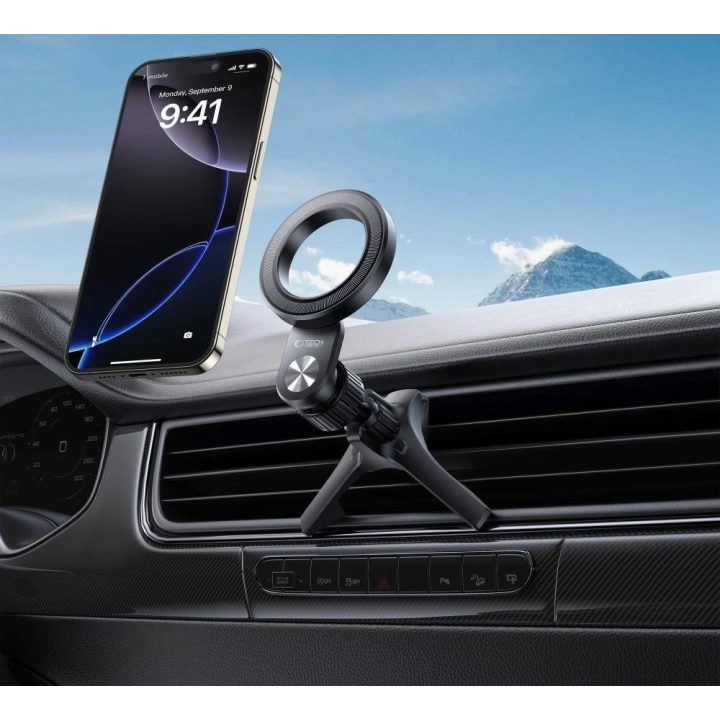Magnetinis automobilio laikiklis su MagSafe žiedais – Juodos spalvos