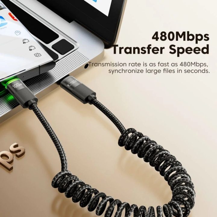 Kabel UB20T Ultraboost USB Typ-C PD100W/5A 180cm - Juodos spalvos