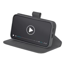 Juodas ekologiškos odos dėklas-knygelė su pinigine Samsung Galaxy S25+
