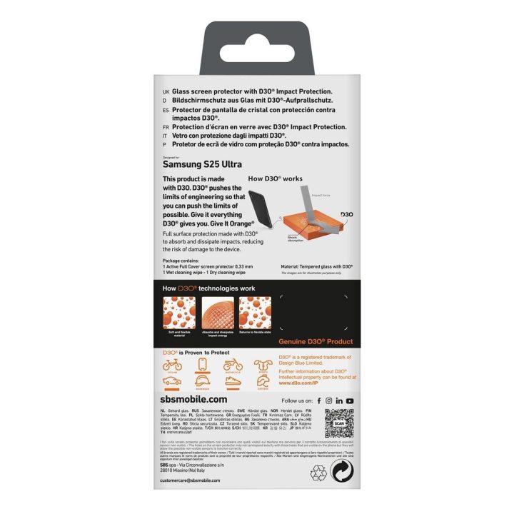 Grūdintas stiklas SBS D3O su rėmeliu Samsung Galaxy S25 Ultra