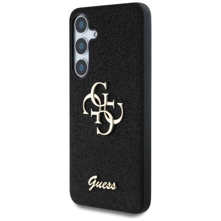 Guess blizgus juodas dėklas Samsung Galaxy S25+ su 4G logotipu