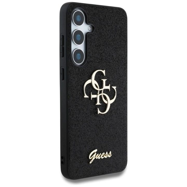 Guess blizgus juodas dėklas Samsung Galaxy S25+ su 4G logotipu