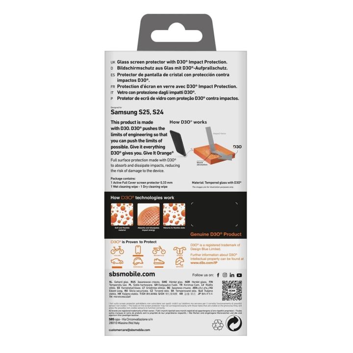 Grūdintas stiklas SBS D3O su rėmeliu Samsung Galaxy S25+/S24+