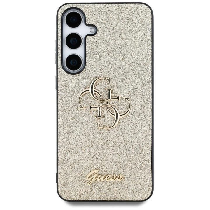 Guess blizgus auksinis dėklas Samsung Galaxy S25 Plus