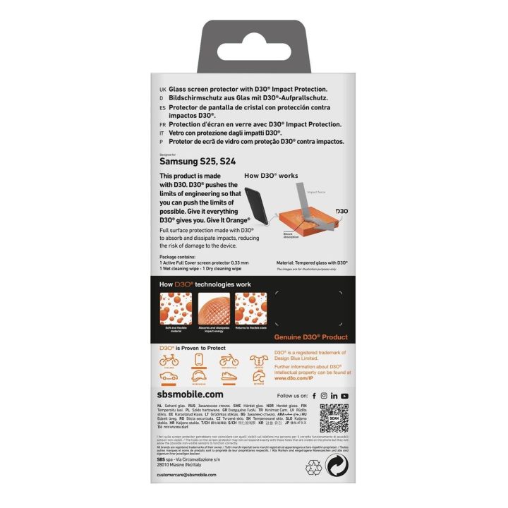 Grūdintas stiklas SBS D3O su rėmeliu Samsung Galaxy S25 / S24