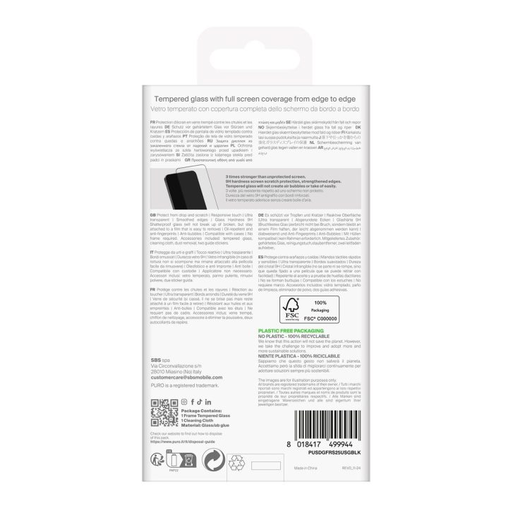 Grūdintas stiklas Puro Frame su juodu rėmeliu Samsung Galaxy S25 Ultra
