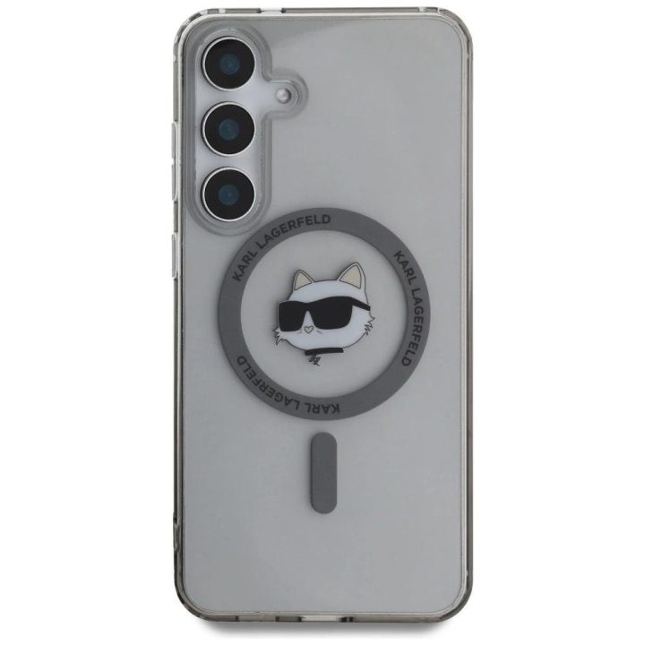 Karl Lagerfeld juodas dėklas su Choupette dizainu, MagSafe, Samsung S25