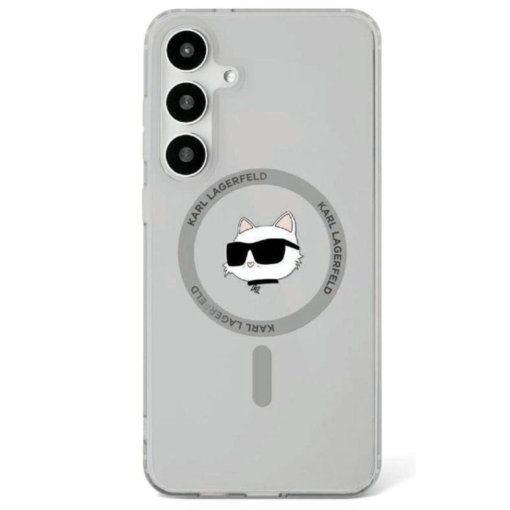 Karl Lagerfeld juodas dėklas su Choupette dizainu, MagSafe, Samsung S25