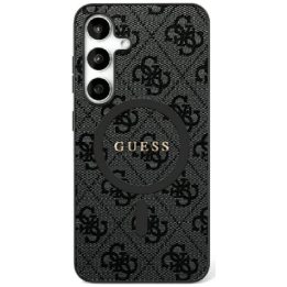 Guess odinis dėklas 4G su žiedu, MagSafe, Samsung Galaxy S25, juodas