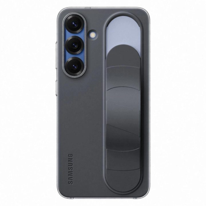 silikoninis dėklas su laikikliu / stovu Samsung Galaxy S25 - Juodas