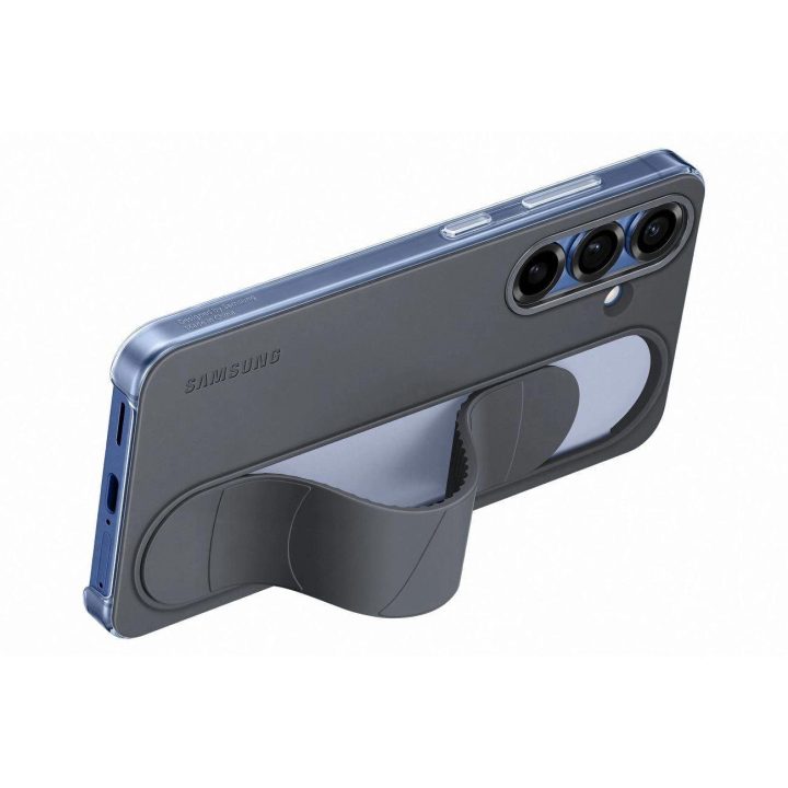 silikoninis dėklas su laikikliu / stovu Samsung Galaxy S25 - Juodas