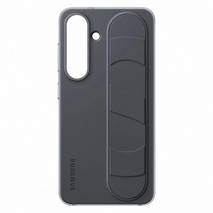 silikoninis dėklas su laikikliu / stovu Samsung Galaxy S25 - Juodas