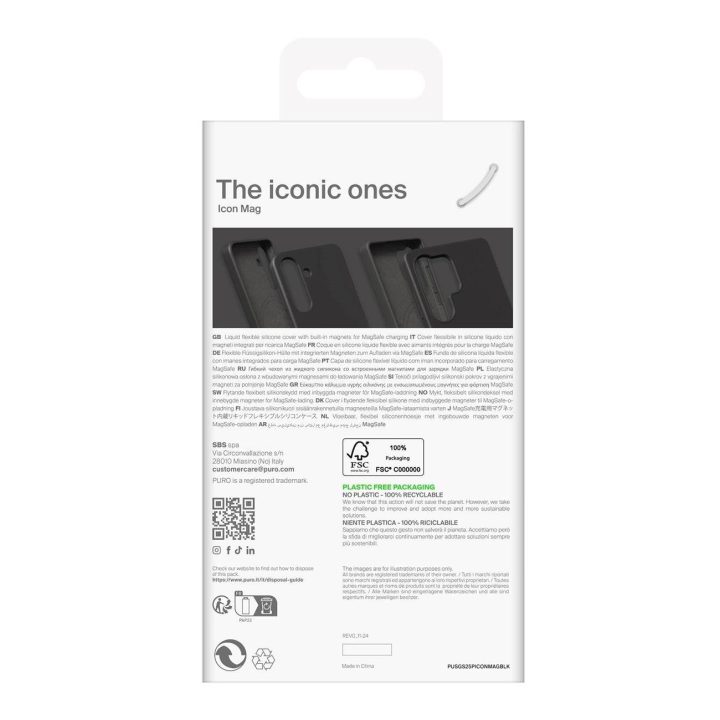 Puro Icon Mag silikono dėklas su MagSafe Samsung Galaxy S25+ - Juodas