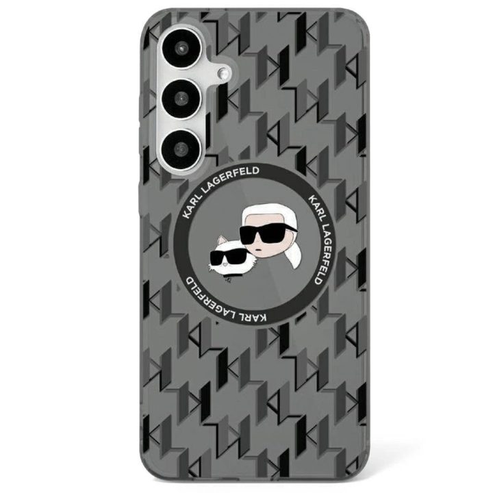 Karl Lagerfeld MagSafe dėklas Samsung Galaxy S25 – juodas, su Karl & Choupette raštu