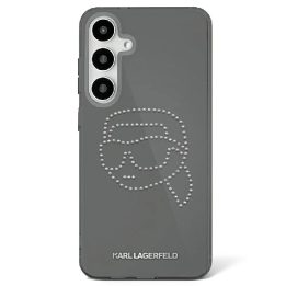 Karl Lagerfeld blizgus dėklas su kristalais Samsung Galaxy S25, juodas